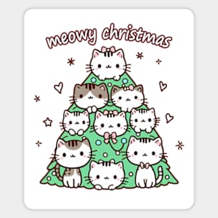 Christmas tree with kittens - meowy christmas Magnet